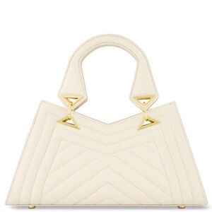 Elegant Cream Handbag with Gold Accents